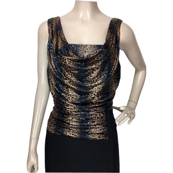 Frank Lyman Sleeveless Cheetah Print Ruched Cowl Neck Cocktail Party Dre… - Picture 4 of 9